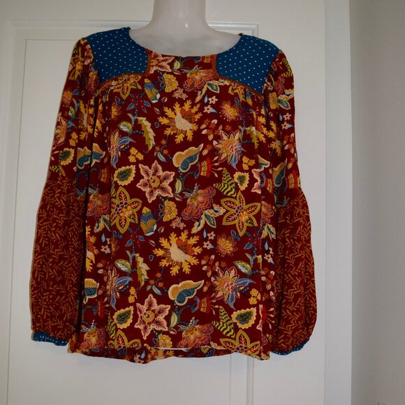3 for 30 ~ Matilda Jane Woman Fall Garden Mums Blouse M - Picture 1 of 10